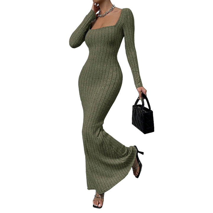 Damen Langarm Maxikleid im eleganten Rippdesign Drune