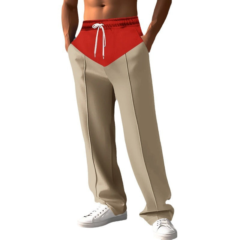 Herren nan Relaxed-Fit Sweathose mit V-Bund, Kordelzug, Eingrifftaschen und sichtbarer Bügelfalte Drune
