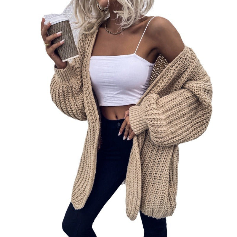 Damen Grober Strickcardigan mit oversized Schnitt und lässigen Ärmeln Drune