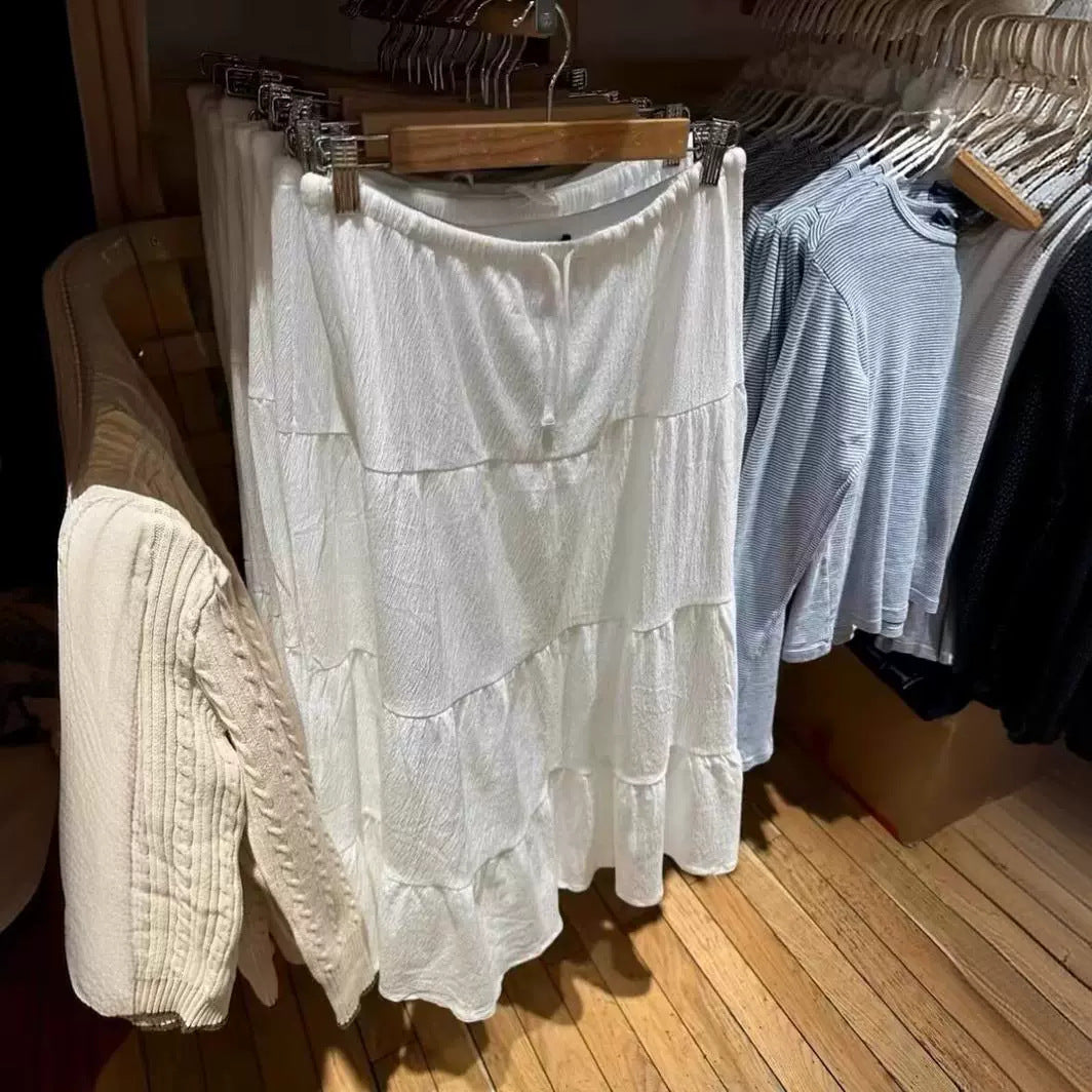 Damen lässiger Maxi-Rock mit voluminösem Stufen-Design Drune