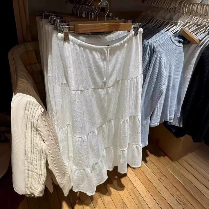 Damen lässiger Maxi-Rock mit voluminösem Stufen-Design Drune