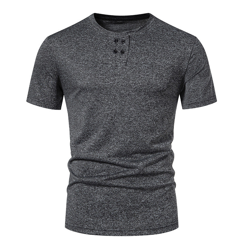 Herren modisches T-Shirt mit strukturiertem Obermaterial und asymmetrischem Kragen Drune