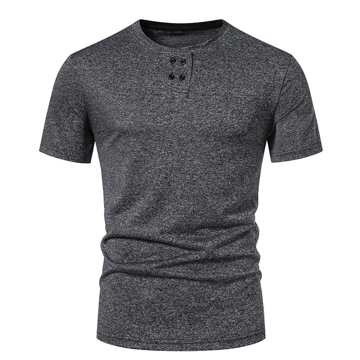 Herren modisches T-Shirt mit strukturiertem Obermaterial und asymmetrischem Kragen Drune