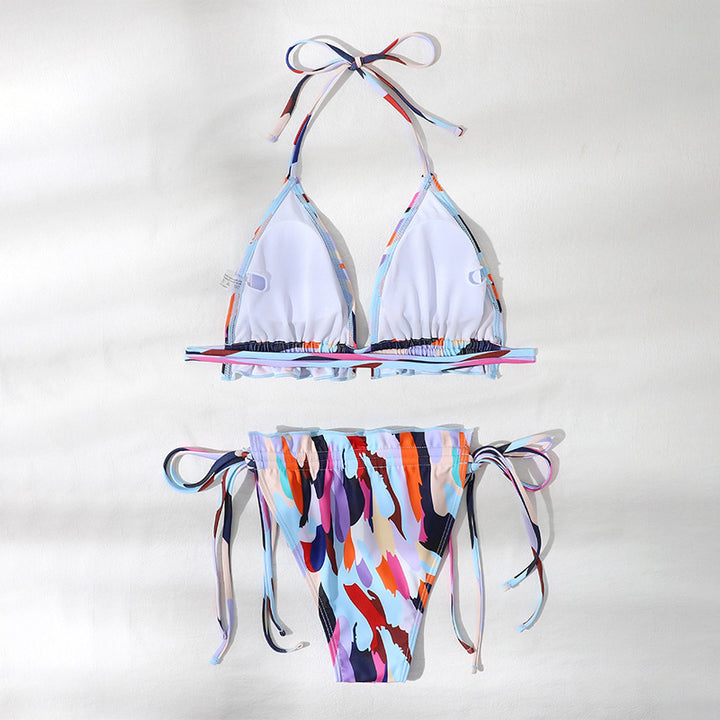 Damen Triangel-Bikini mit verstellbaren Trägern und Rüschendetails Drune