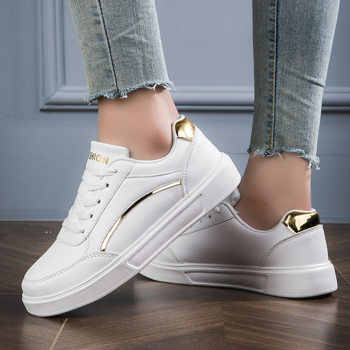 Damen nan niedrig geschnittener Kunstleder Sneaker mit holografischem Fersenbesatz Drune