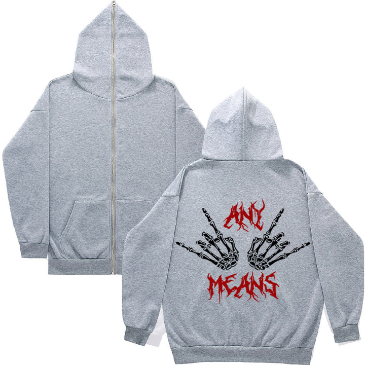 Damen Zip-Hoodie mit einzigartigem Skelett-Motiv und bequemem Schnitt Drune