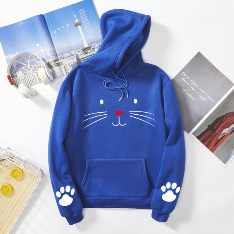 Damen Kapuzenpullover mit süßem Katzenmotiv Drune