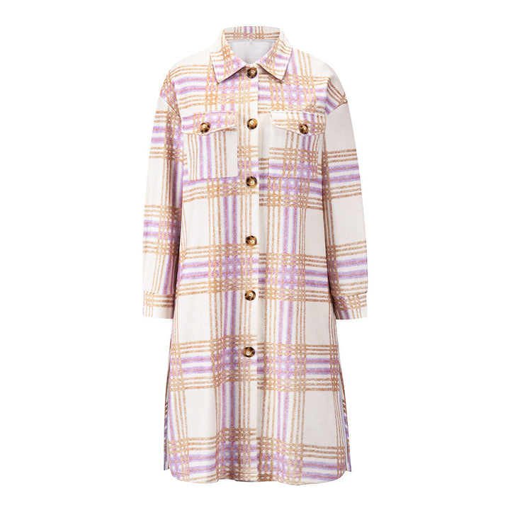 Drune | Karierte Tweed Lange Mantel