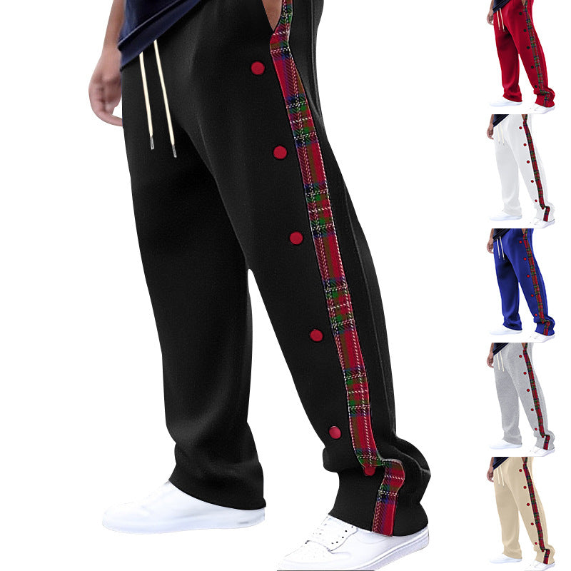 Herren Sportliche Freizeithose mit Knopfleisten und Karomuster Drune