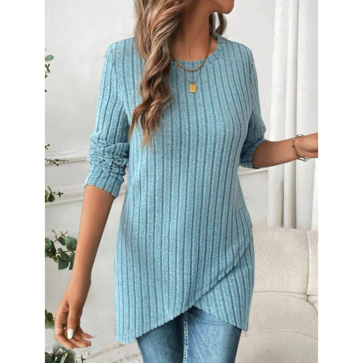 Damen Langärmliges Tunika-Shirt mit raffiniertem Wickeldesign Drune