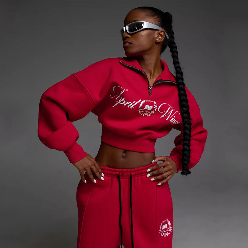 Damen cropped Sweatshirt und weite Jogginghose Set Drune