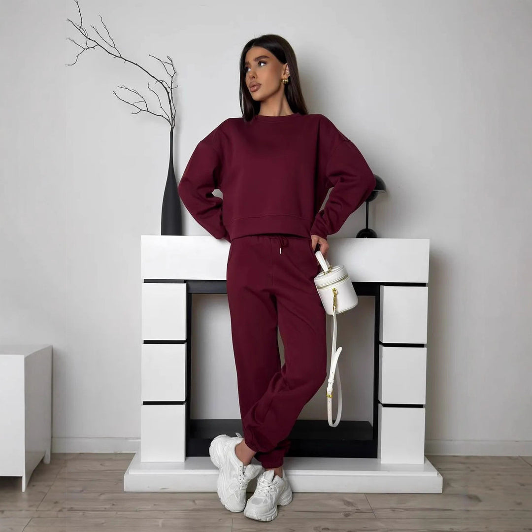 Damen Komfortables Sweatset mit lässiger Passform und hohen Bündchen Drune