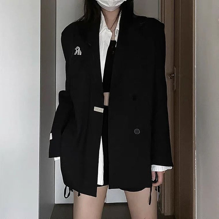 Damen Oversized Zweireiher-Blazer mit modernen Details Drune