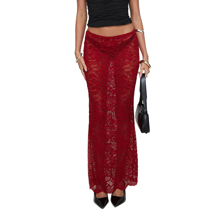 Damen Spitzen Saum Rock Drune