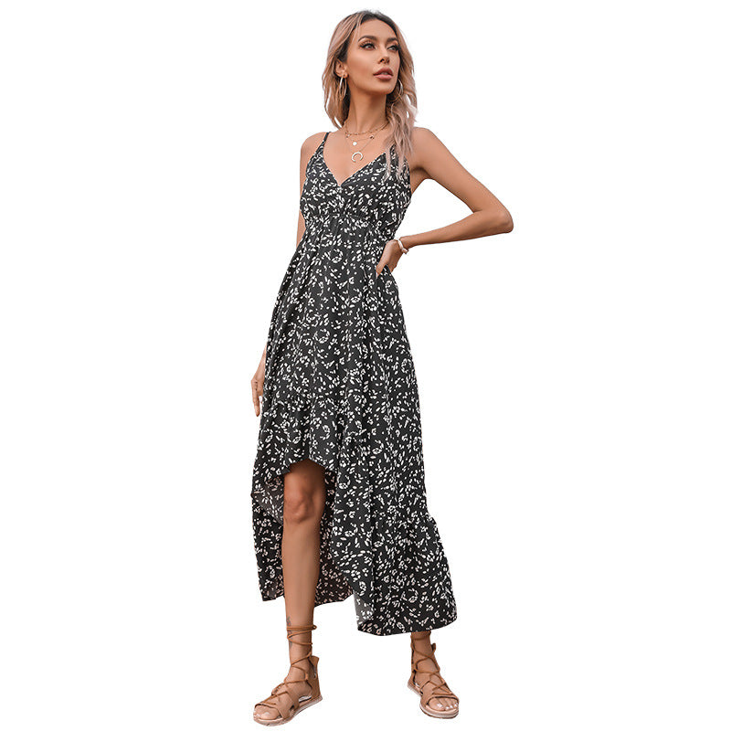 Damen Maxikleid mit luftigen Rüschen und hochwertigem Blumenmuster Drune