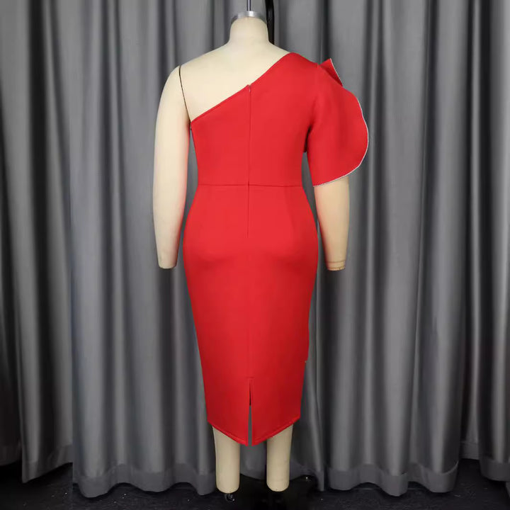 Damen figurbetontes Wickelkleid mit asymmetrischem Design und trendigem Rüschenelement Drune