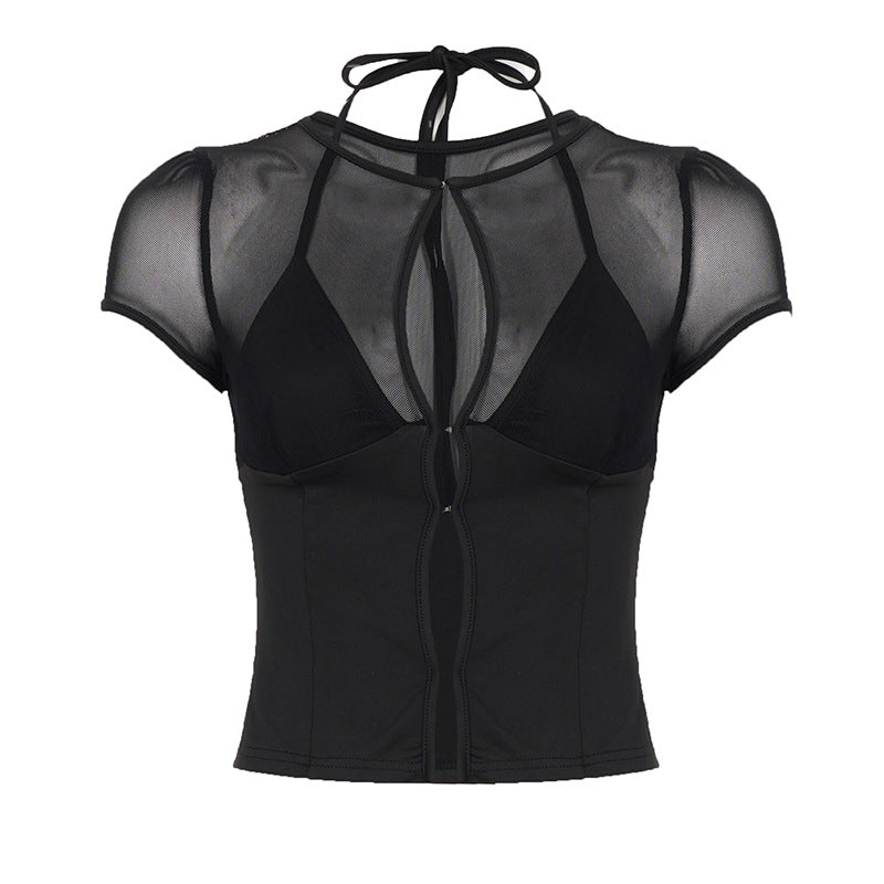 Damen cropped Oberteil mit dekorativer Schnürung Drune