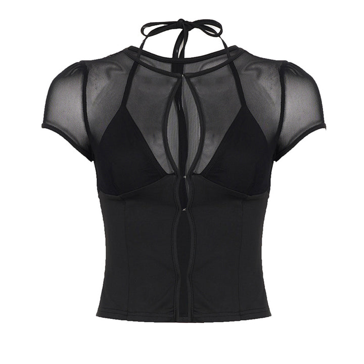 Damen cropped Oberteil mit dekorativer Schnürung Drune