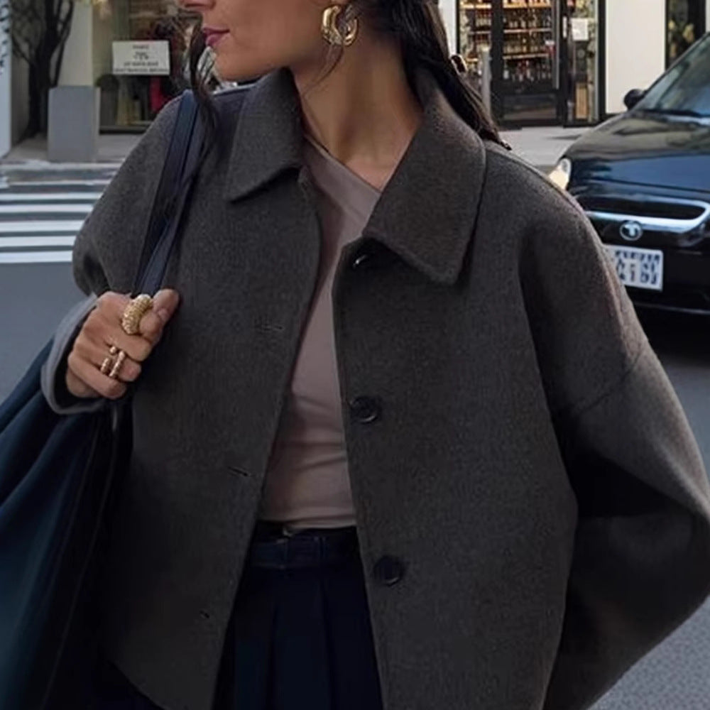 Damen Modische Oversized Jacke aus hochwertigem Wollgemisch Drune