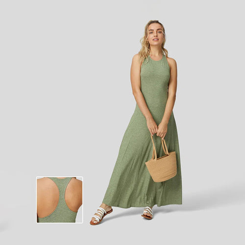 Damen Maxikleid mit fließendem Schnitt und elegantem Rundhalsausschnitt Drune
