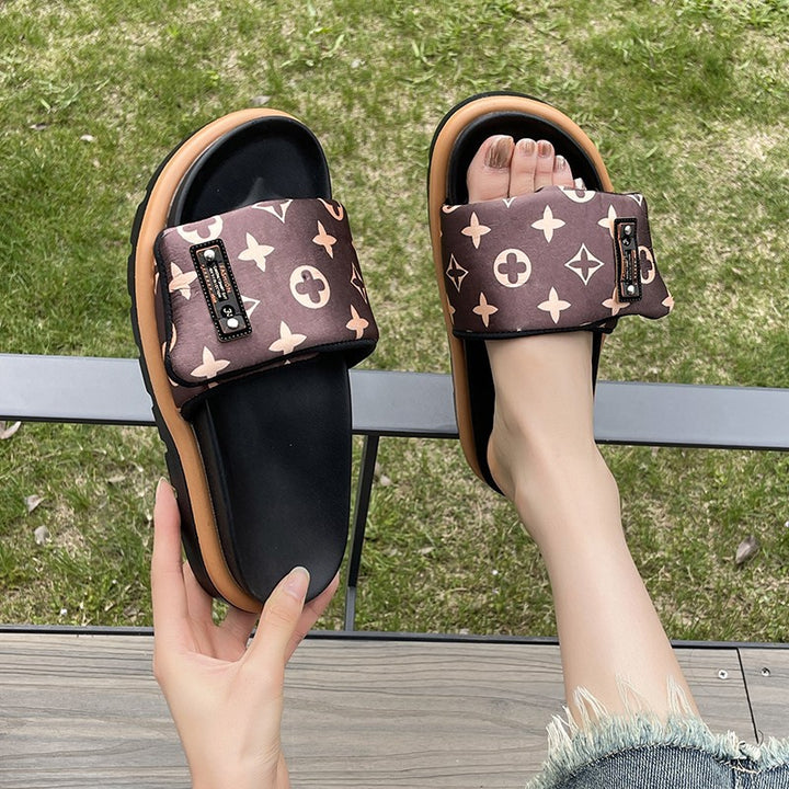 Damen Modische Freizeitsandalen mit breitem Riemen und komfortabler Dämpfung Drune