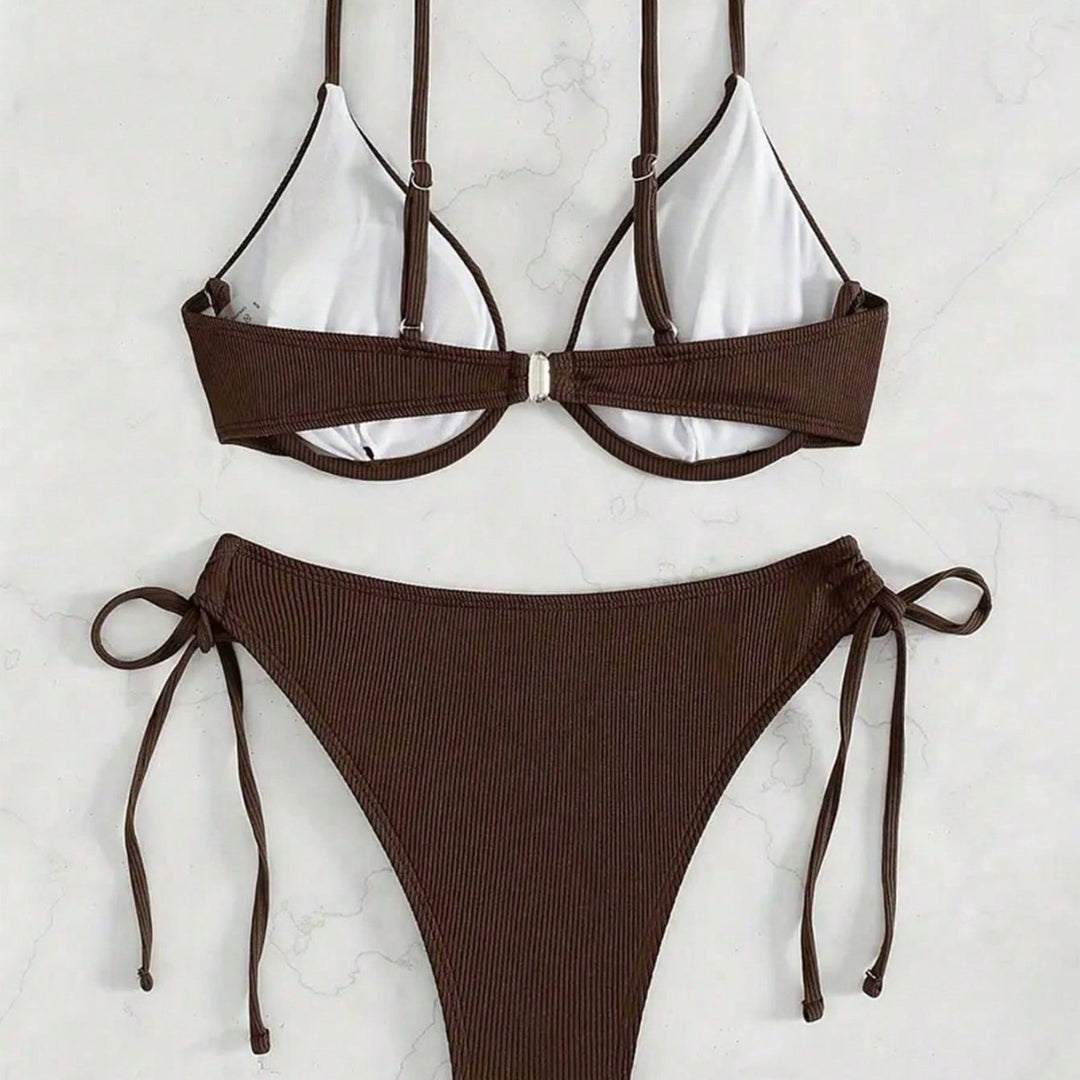 Damen Triangel-Bikini mit verstellbaren Trägern und Seitenschnürungen Drune