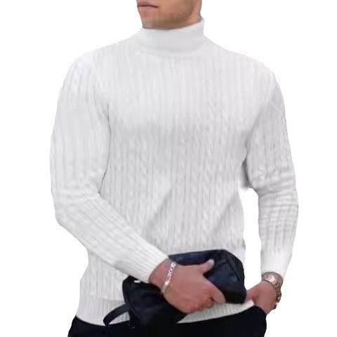 Herren Pullover mit hohem Kragen und strukturiertem Zopfmuster Drune
