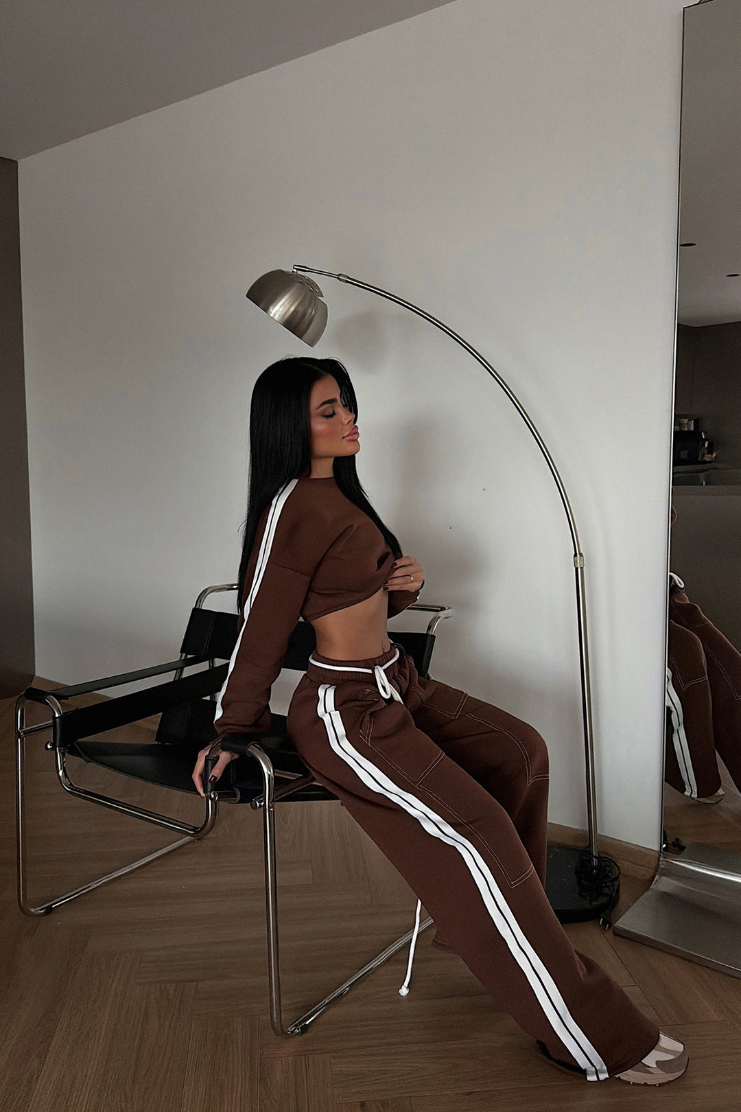 Damen Cropped Sweater und weite Jogginghose Set Drune