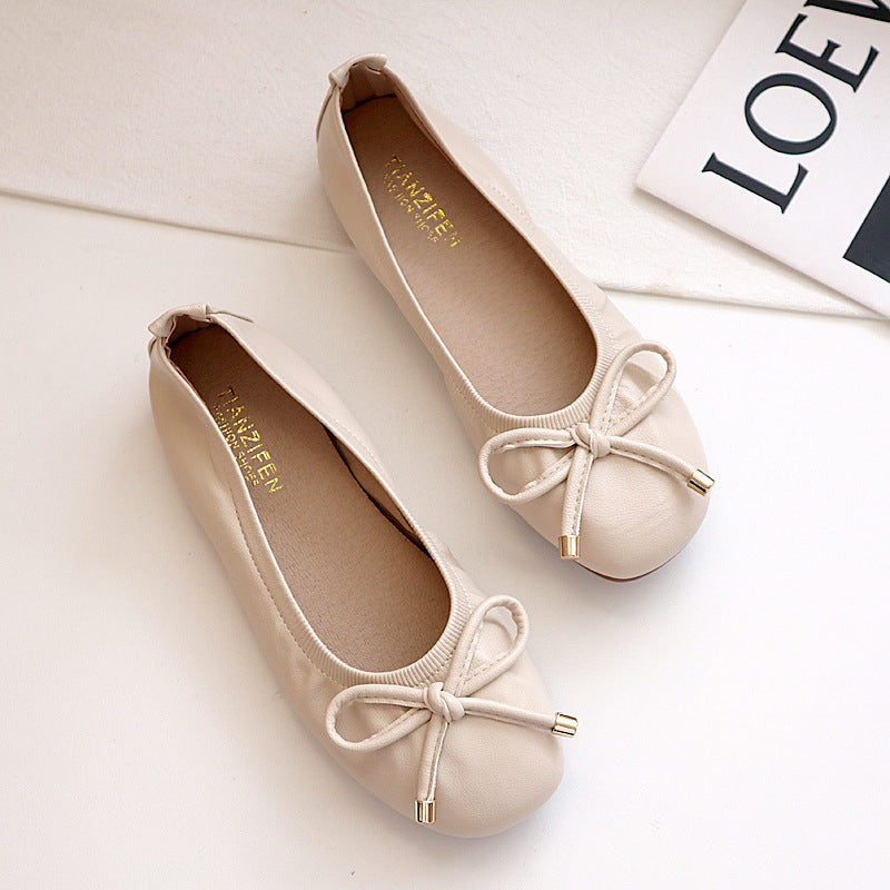 Damen Faltbare Ballerinas mit Schleife und Anti-Rutsch-Sohle Drune