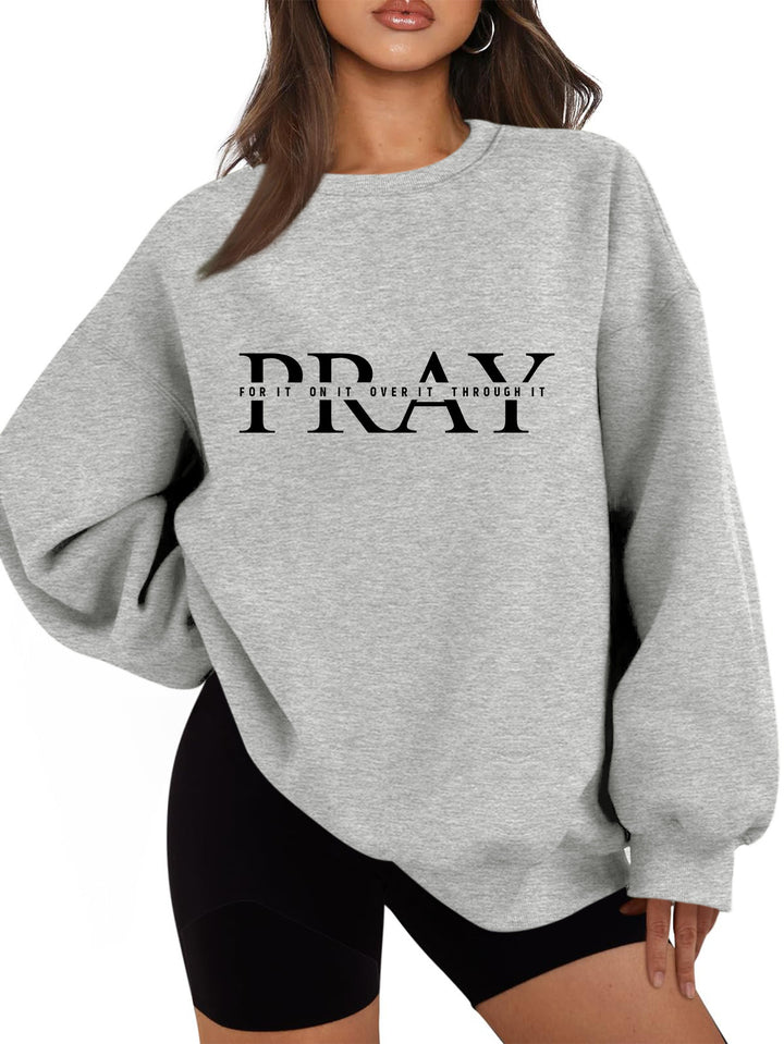 Damen Sweatshirt mit oversized Schnitt und inspirierendem Aufdruck Drune