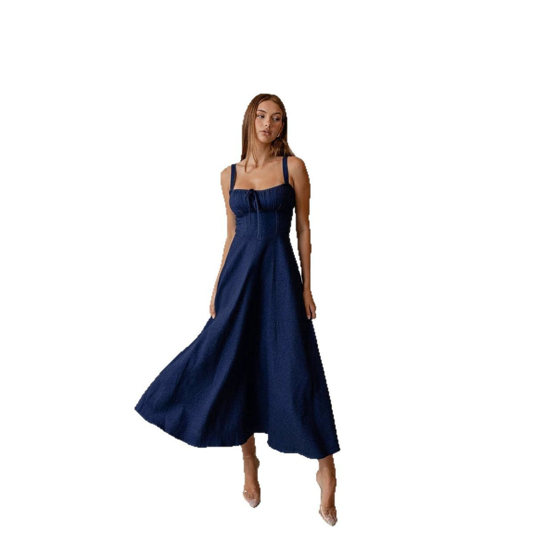 Damen Maxikleid mit schmeichelhaftem Schnitt und dekorativen Rüschendetails Drune