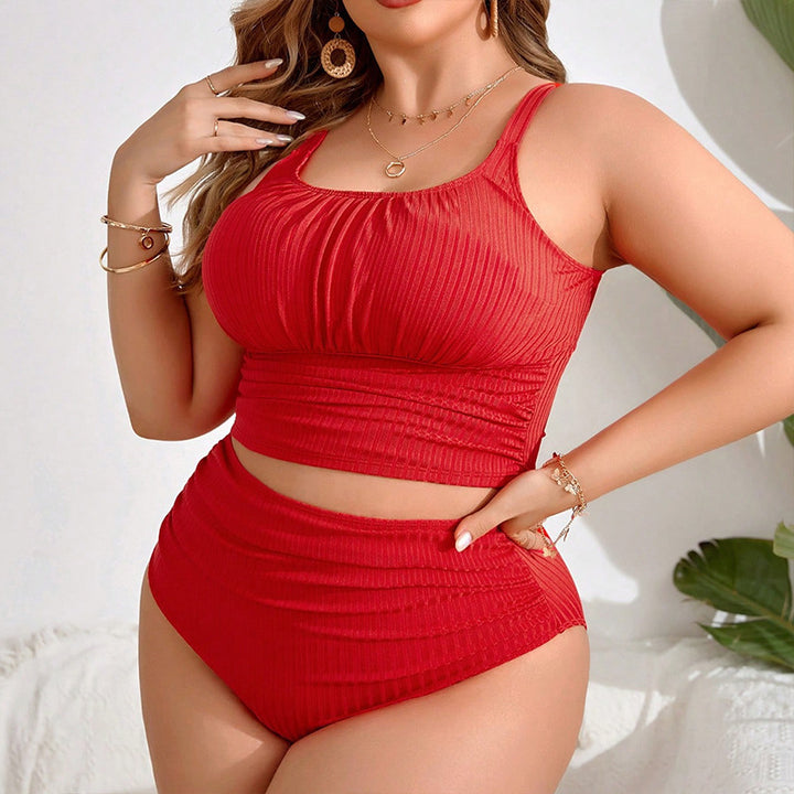 Damen Hochtailliertes Bikini-Set mit gerafftem Oberteil Drune