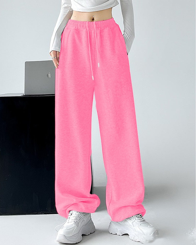 Damen nan extraweite Palazzo-Sweathose mit hohem Komfortbund, seitlichen Eingrifftaschen, Schlitz am Saum und Kordelzug Drune