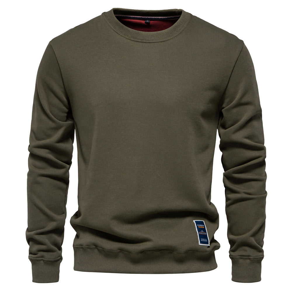 Herren nan klassisches Rundhals-Sweatshirt aus schwerer Baumwollmischung mit angerauter Innenseite und gerippten Bündchen Drune