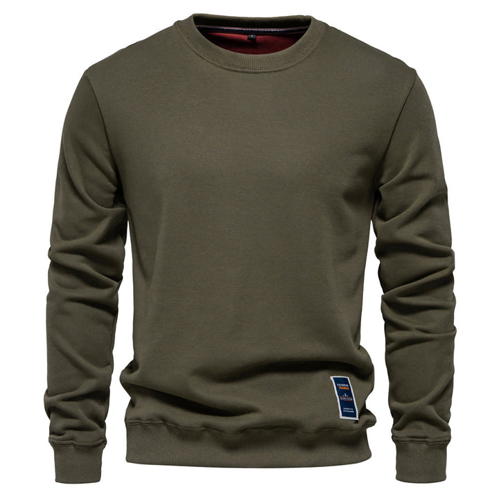 Herren nan klassisches Rundhals-Sweatshirt aus schwerer Baumwollmischung mit angerauter Innenseite und gerippten Bündchen Drune