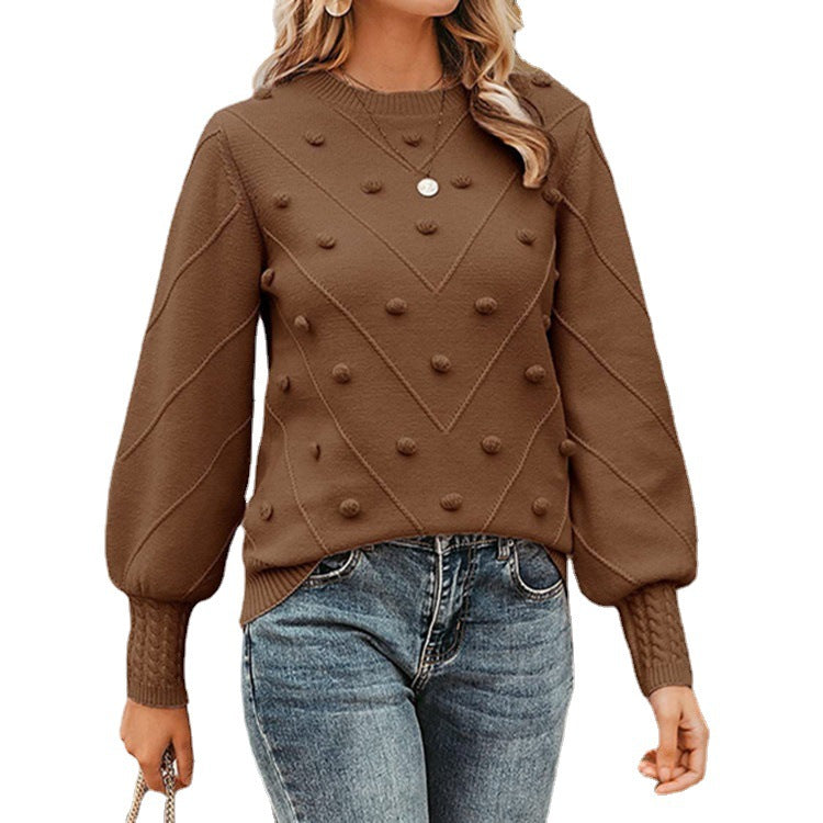 Damen Strickpullover mit 3D-Pünktchen Drune
