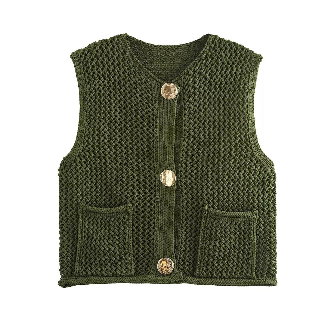 Damen Strickweste mit Knopfdetails und praktischen Taschen Drune