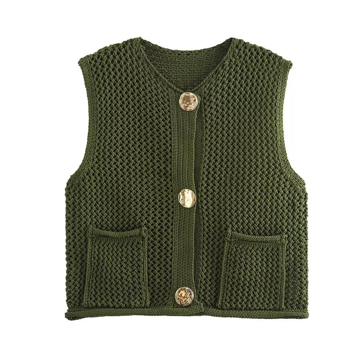 Damen Strickweste mit Knopfdetails und praktischen Taschen Drune