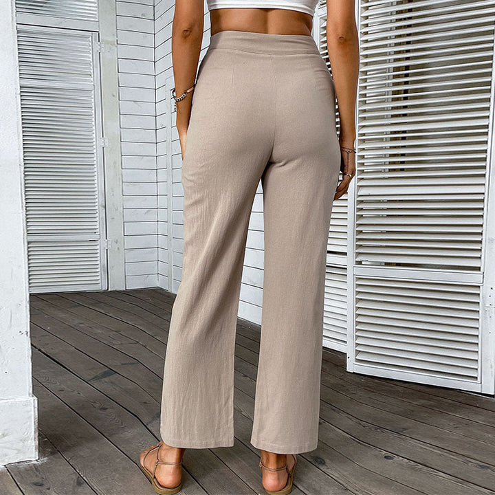 Damen Bequeme Hochtaillenhose mit weitem Bein und elegantem Schnitt Drune