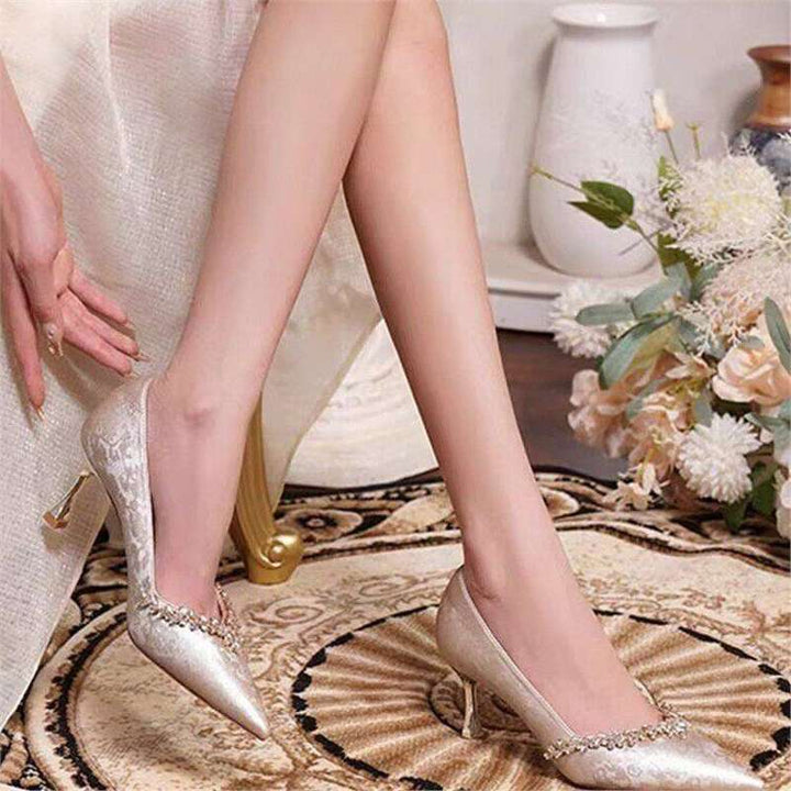 Damen elegante spitze Pumps mit Kristallverzierung Drune