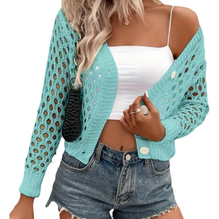 Damen Strickjacke mit kunstvollem Lochmuster und elegantem Schnitt Drune