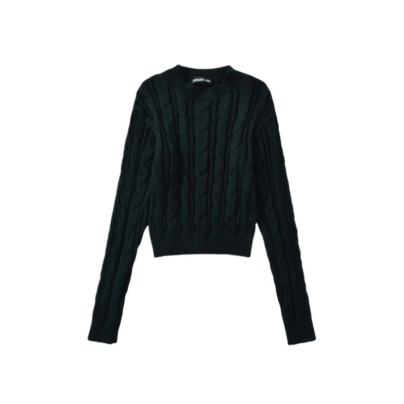 Damen modischer Strickpullover mit Kabelmuster und figurbetonendem Schnitt Drune
