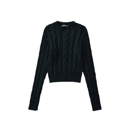 Damen modischer Strickpullover mit Kabelmuster und figurbetonendem Schnitt Drune