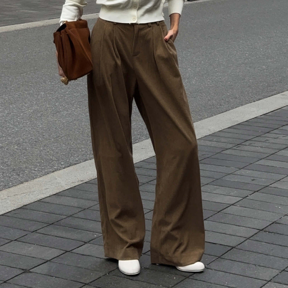 Damen Weite Cordhose mit Falten Drune