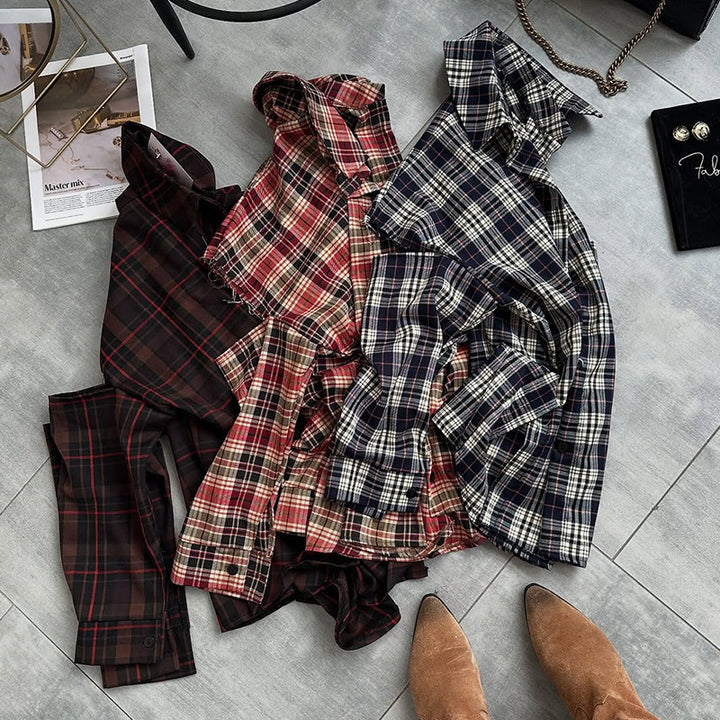 Damen oversized Karohemddesign Drune