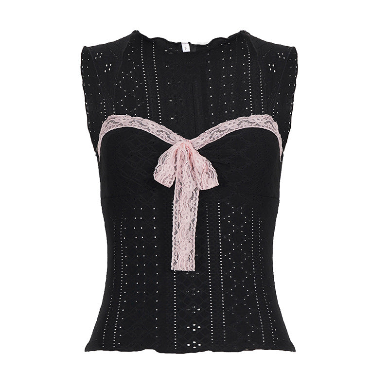 Damen Spitzen-Camisole mit dekorativem Bindeband Drune