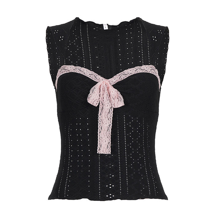 Damen Spitzen-Camisole mit dekorativem Bindeband Drune