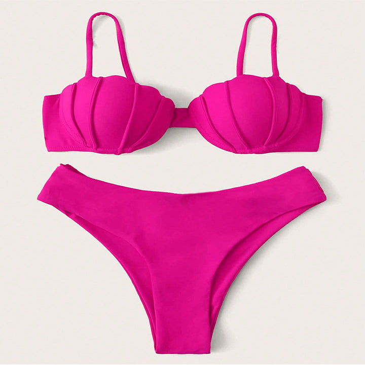 Damen Bikini-Set mit Schalen-Oberteil und hochgeschnittenem Unterteil Drune