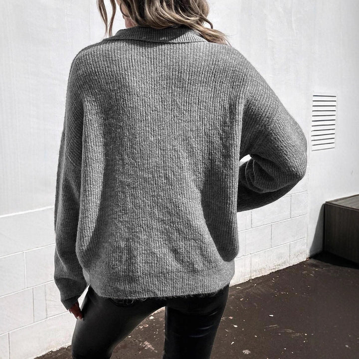 Damen Sportlicher Pullover mit modernem V-Ausschnitt und praktischer Brusttasche Drune