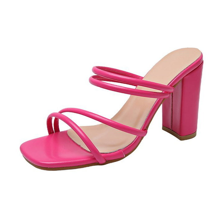 Damen offene High-Heel-Pantoletten mit modischem Riemchen-Design Drune
